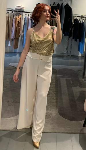 Pantaloni Larghi Elasticizzati Con Fibbia Metallica Giorgia Plus