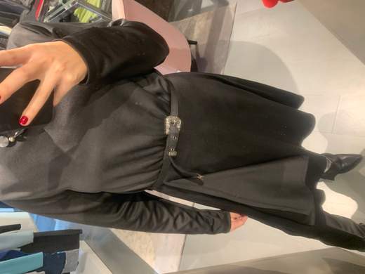 Abito Raso Nero Con Cintura La Kore