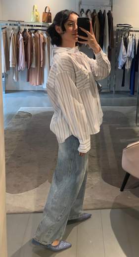 Camicia Over A Righe Con Tasca E Swarosky Kiki Six