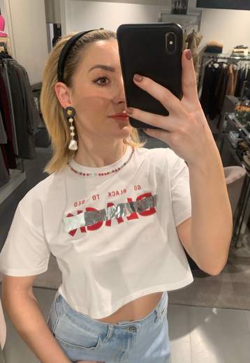 T Shirt Crop Con Swarosky Much Money