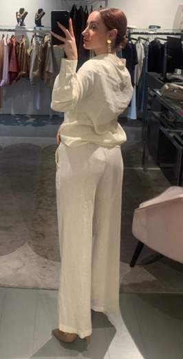 Pantaloni Dritti In Lino Con Colisse Riva Tricot