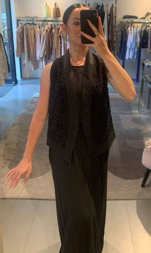 Gilet Devoré Con Bordo E Motivo Kartika