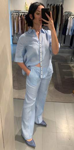 Pantaloni Larghi In Lino Riva Tricot