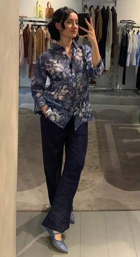 Pantaloni Larghi In Lino Riva Tricot