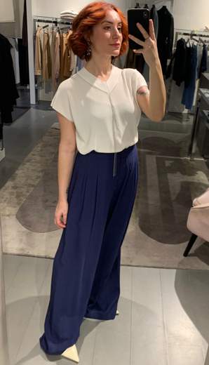 Pantaloni In Viscosa Larghi Con Pence Giorgia Plus