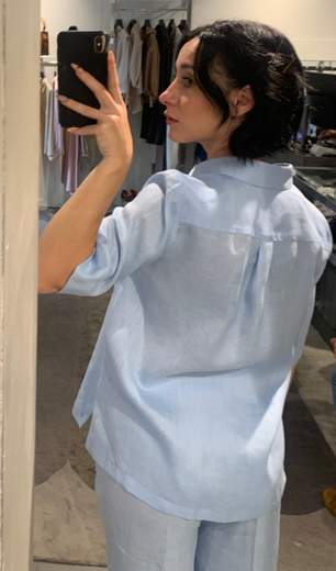 Camicia Manica Corta Lino Con Applicazioni Riva Tricot