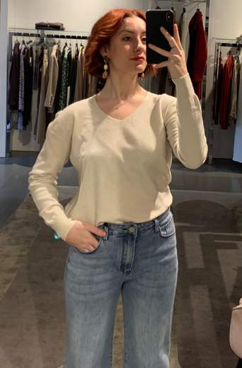 Maglia Scollo A V Viscosa Lana Much Money