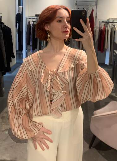 Camicia Con Jabot A Righe Kartika