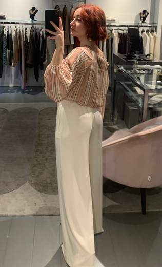 Pantalone Largo In Cadi Fluido Kartika