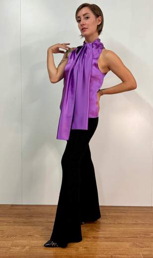 Camicia Smanicata Con Fiocco Carla G