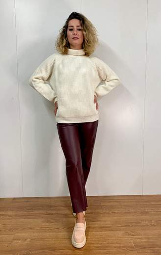 Pantalone In Fintapelle Con Elastico Kartika