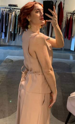 Gilet Con Cinturina Rosa Kartika