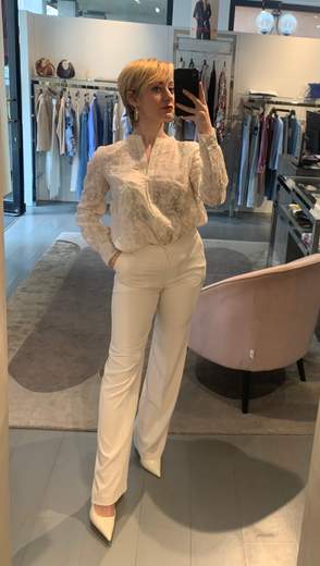 Camicia Con Collo Coreano In Pizzo Sangallo Riva Tricot