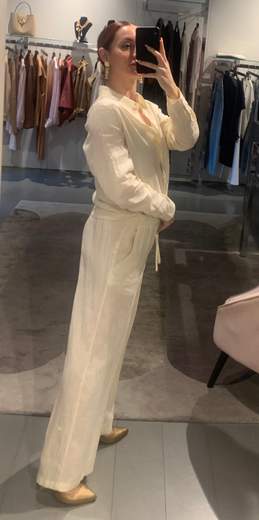 Pantaloni Dritti In Lino Con Colisse Riva Tricot