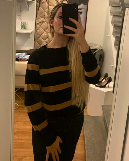 Maglia Scollo Rotondo A Righe Lana Riva Tricot