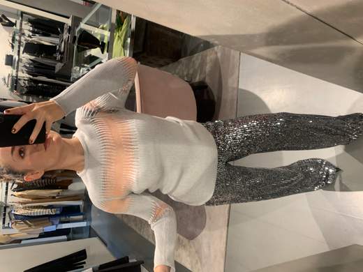 Pantaloni Larghi In Paiettes Kartika