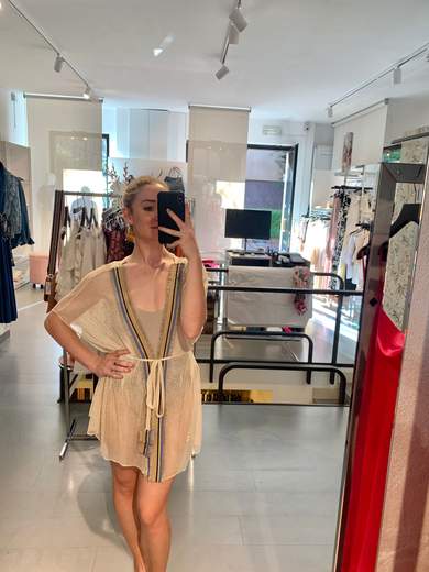 Copricostume A Cardigan In Rete Con Passamaneria Easy Bikini