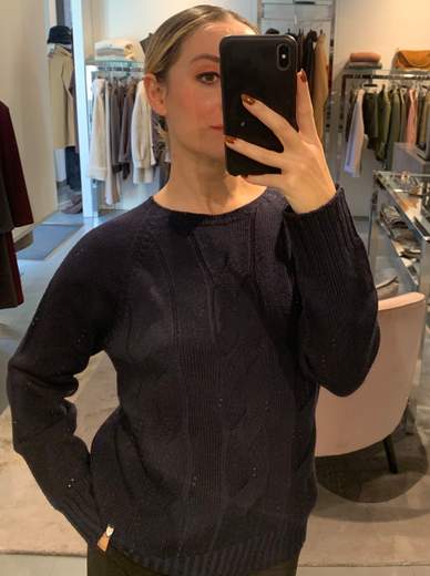 Girocollo Pura Lana Con Trecce Riva Tricot