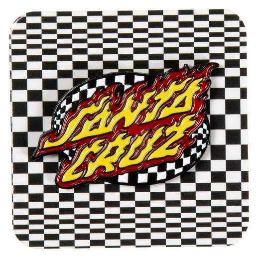 SANTA CRUZ PIN OVAL CHECK FLAME PIN BADGE