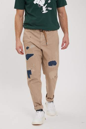 WHITE SAND PANTALONE CON INSERTI JEANS