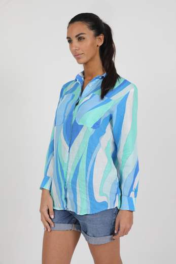 MC2 SAINT BARTH CAMICIA IN LINO FANTASIA ONDE