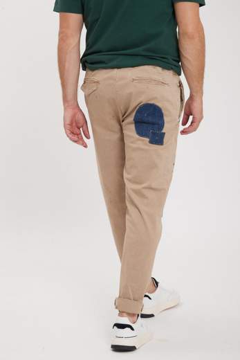 WHITE SAND PANTALONE CON INSERTI JEANS