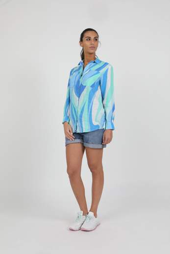MC2 SAINT BARTH CAMICIA IN LINO FANTASIA ONDE