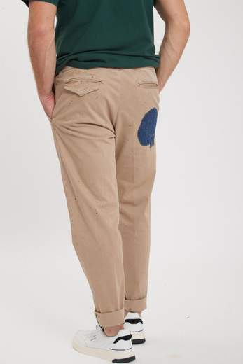 WHITE SAND PANTALONE CON INSERTI JEANS