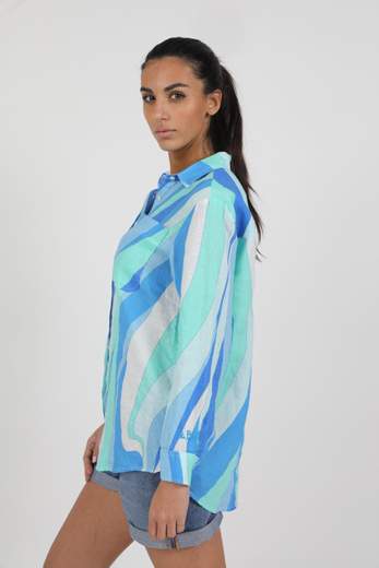 MC2 SAINT BARTH CAMICIA IN LINO FANTASIA ONDE