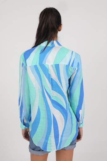 MC2 SAINT BARTH CAMICIA IN LINO FANTASIA ONDE