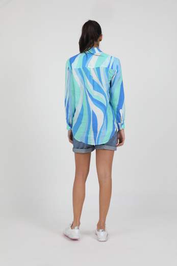 MC2 SAINT BARTH CAMICIA IN LINO FANTASIA ONDE