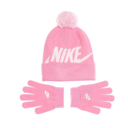 NAN SWOOSH POM BEANIE GLV SET