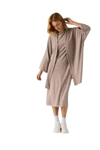 YSABEL MORA CARDIGAN DONNA LUNGO MARRONE