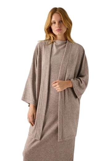 YSABEL MORA CARDIGAN DONNA LUNGO MARRONE