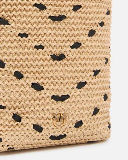 Pinko BUCKET MINI CHEVRON RAFIA + V SS26