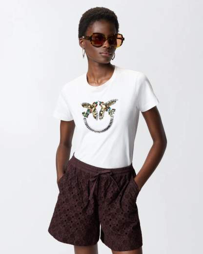 Pinko QUENTIN T-SHIRT JERSEY RICAMO  SS26