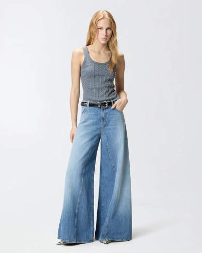 Pinko WINONA WIDE LEG MEDIUM WAVE DENIM SS26
