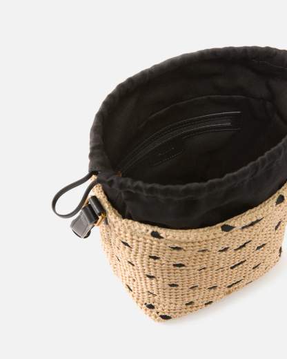 Pinko BUCKET MINI CHEVRON RAFIA + V SS26