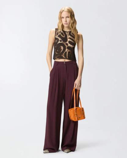 Pinko ERUZIONE TOP CROCHET GEOMETRIC SS26