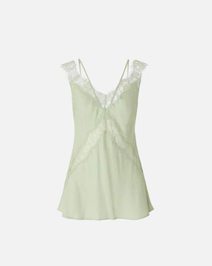 Pinko LYDIA TOP TWILL CON PIZZO SS26