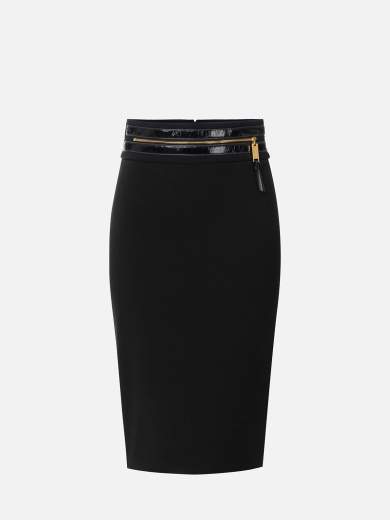GO13056E2 Elisabetta Franchi Lightweight Crêpe Skirt with