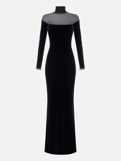 トップス Elisabetta Franchi ABR4257E2 Elisabetta Franchi Red Carpet Dress in Velvet and Jersey