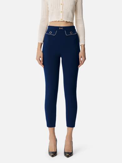 PAT7151E2 Elisabetta Franchi Crêpe Trousers With Piping And