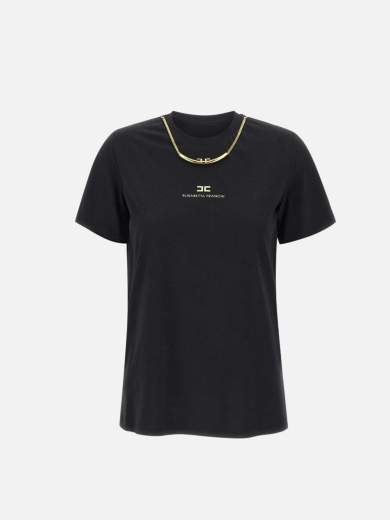 MA02856E2 Elisabetta Franchi Cotton Jersey T-Shirt With Necklace