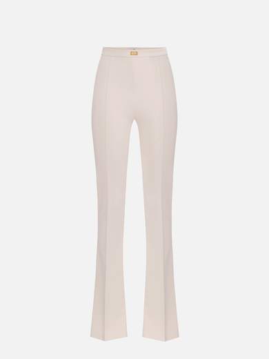 PA07951E2 Elisabetta Franchi Crêpe Flared Trousers With Logo