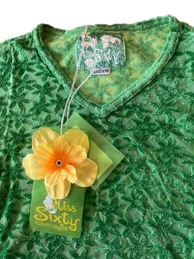 MISS SIXTY Hammer/1 T-Shirt fiorata effetto velluto
