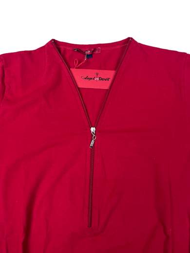 ANGEL & DEVIL 05010068 Long Sleeves Tee with Zipper V Neckline