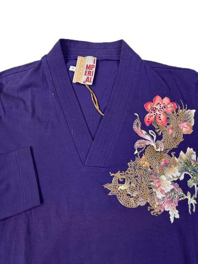 GIGOLÈ ARCHIVE East Purple T-Shirt manica lunga scollo a V