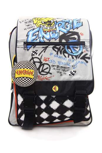 ENERGIE Patella Dog Backpack Graffiti and Check B/W