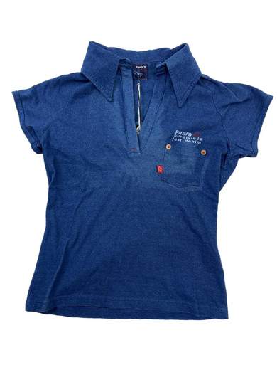 PHARD Polo Raglan collo a V con filo indigo